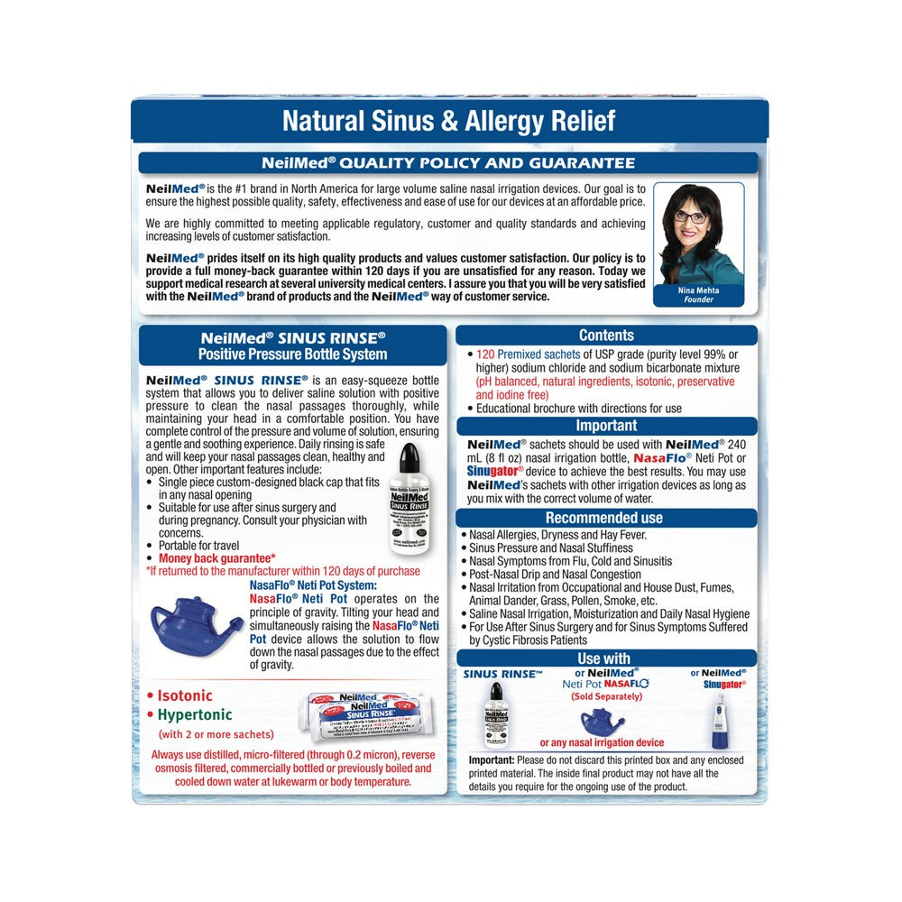 Nasenspülung 120 reguläre vorgemischte Beutel 